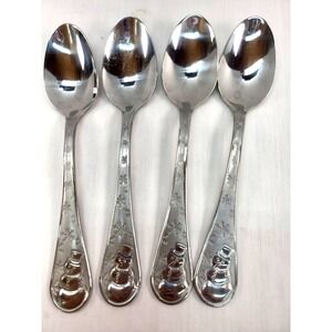 4 Cambridge Snowman Frost Large Place Oval Soup Spoon 8"